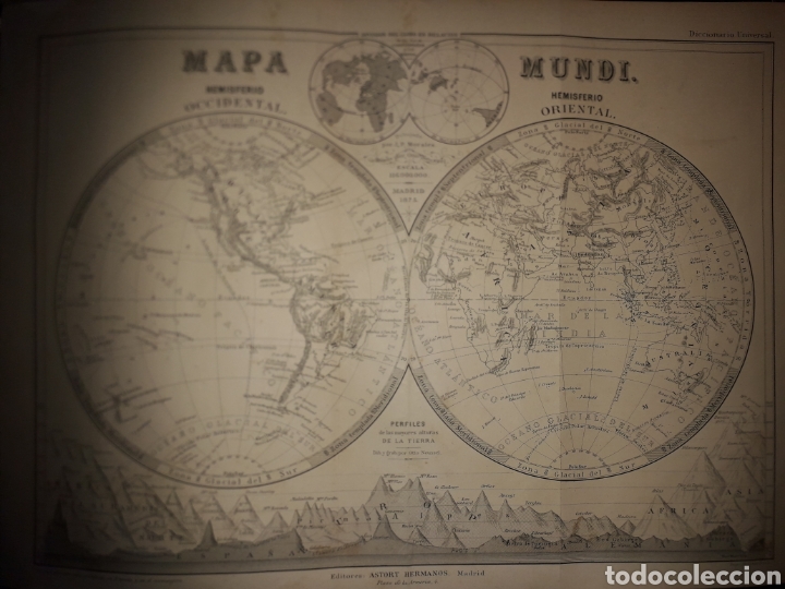 Mapas contempor&aacute;neos: MAPA MUNDI.ASTORT HERMANOS.MADRID.1875.J.P.MORALES. OTTO NEUSSEL ESCALA 116.000.000