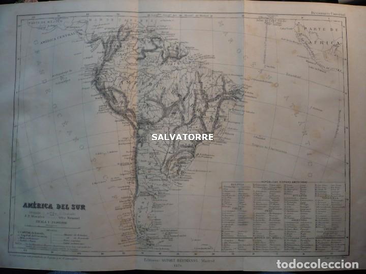 Mapas contempor&aacute;neos: MAPA ASTOR HERMANOS.MADRID.1876.AMERICA DEL SUR.J.P.MORALES.OTTO NEUSSEL.SUDAMERICA