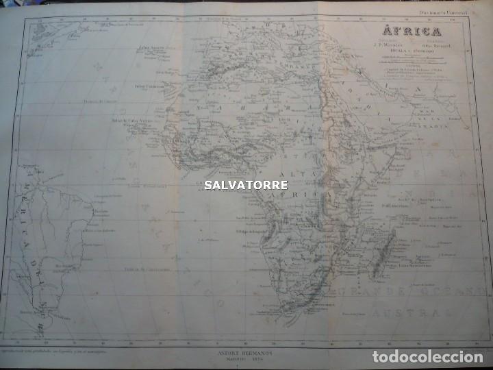 Mapas contempor&aacute;neos: MAPA AFRICA. ASTORT HERMANOS.1876. J.P.MORALES. OTTO NEYSSEL.IMPRENTA GINES RUIZ.