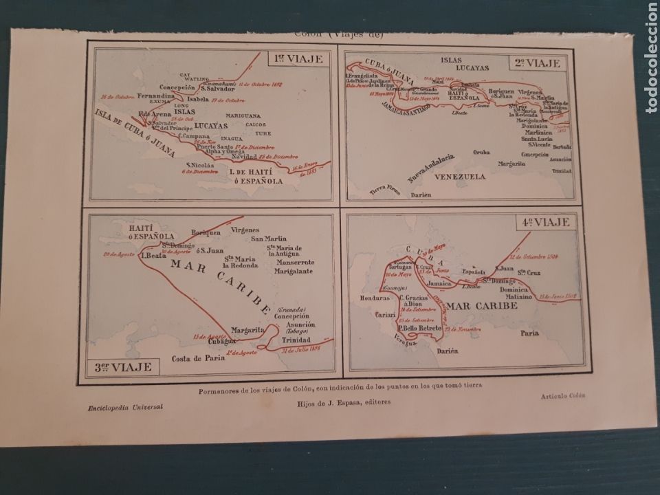 Mapas contempor&aacute;neos: Mapa del caribe, 4 viajes de Colon - Foto 1