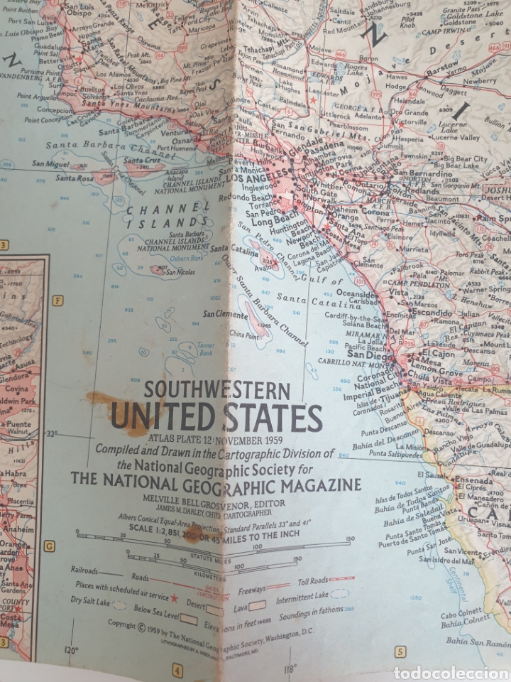 Mapas contempor&acirc;neos: MAPA SOUTHWESTERN UNITED STATES 1959