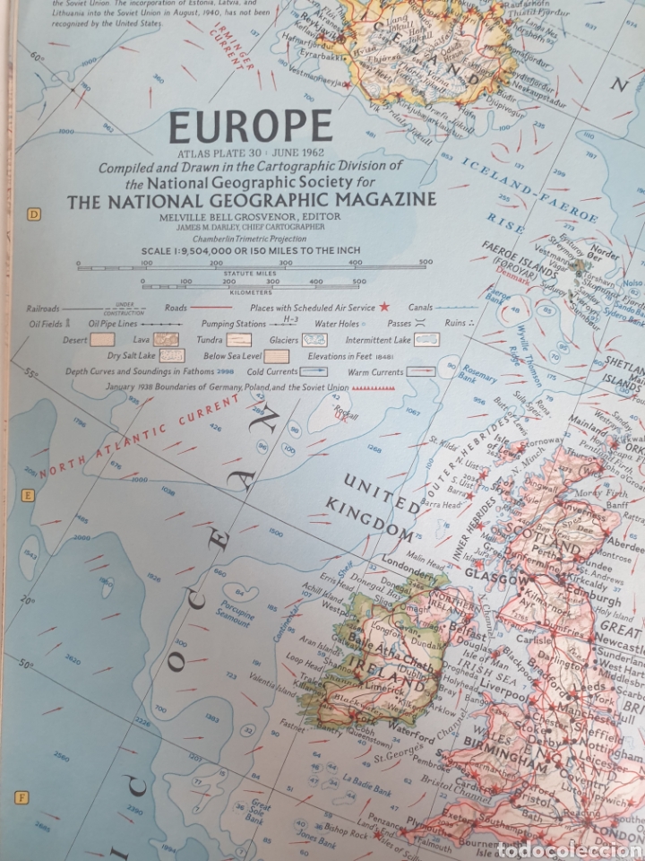 Mapas contempor&aacute;neos: MAPA EUROPE SUPLEM.THE NATIONAL GEOGRAPHIC MAGAZINE JUNIO DE 1962