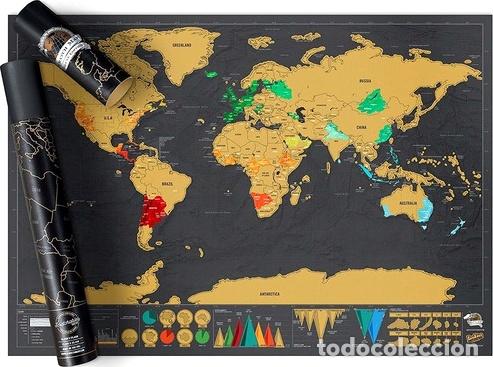 Mapas contempor&aacute;neos: mapa mapamundi para raspar rascar mundo viaje