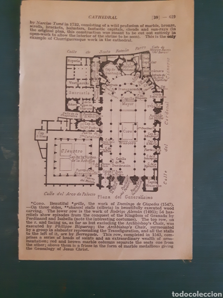 Mapas contempor&aacute;neos: Plano de la Catedral de Toledo - Foto 1