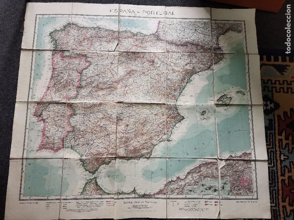 Contemporary maps: ANTIGUO MAPA POL&Iacute;TICO ESPA&Ntilde;A Y PORTUGAL EN TELA