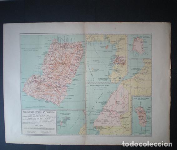 Contemporary maps: 15 Mapa de las POSESIONES POSESIONES ESPA&Ntilde;OLAS EN AFRICA - COSTA OCCIDENTAL Y GOLFO DE GUINEA - A&ntilde;o