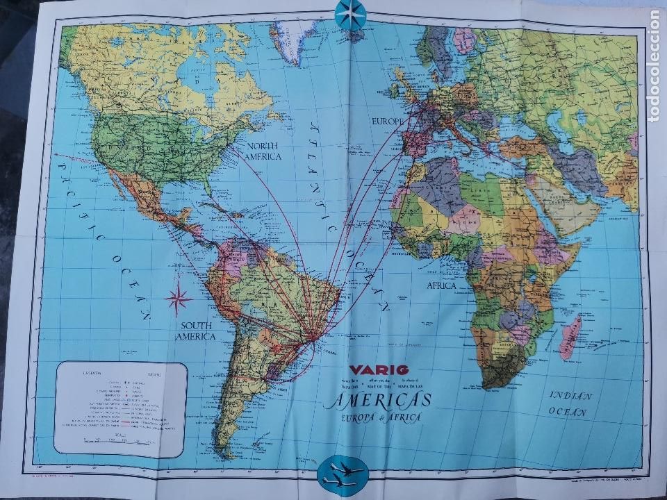 Contemporary maps: 1967 MAPA DE RUTAS VARIG COMPANHIA A&Eacute;REA BRASIL RARO