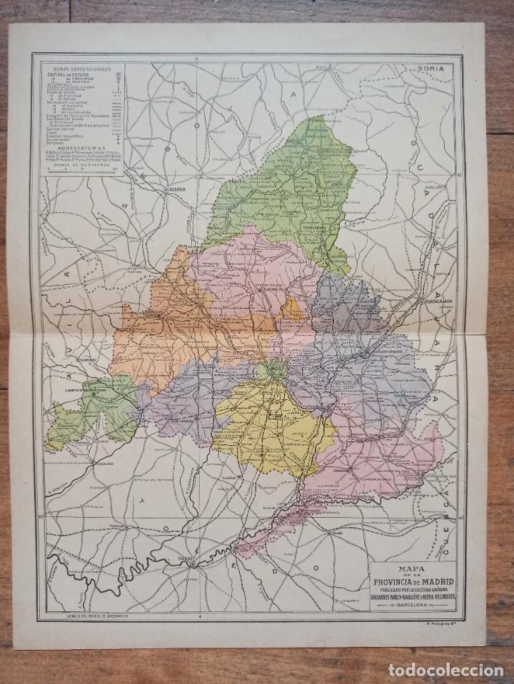 Zeitgen&ouml;ssische Karten: MAPA PROVINCIA DE MADRID, ORIGINAL1913, BARCELONA, BAILLY-BAILLI&Egrave;RE Y RIERA, MUY BUEN ESTADO
