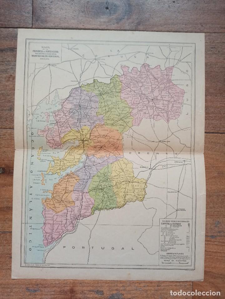 Zeitgen&ouml;ssische Karten: MAPA PROVINCIA DE PONTEVEDRA, ORIGINAL1913, BARCELONA, BAILLY-BAILLI&Egrave;RE Y RIERA, MUY BUEN ESTADO
