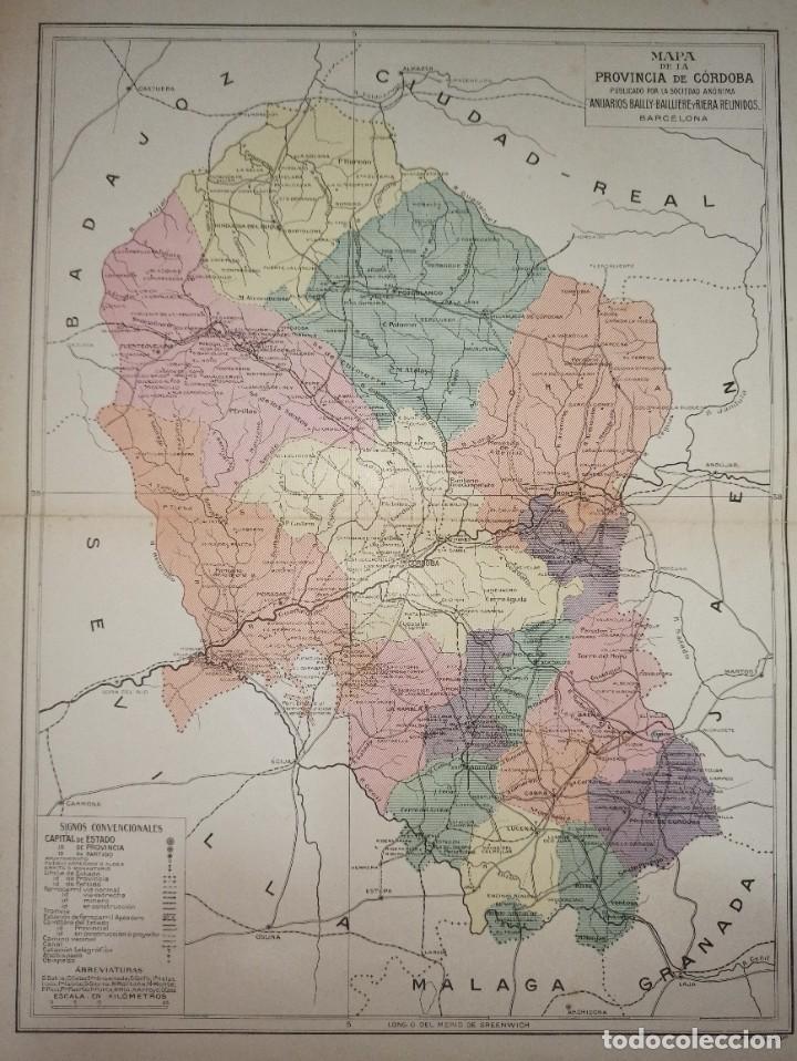 Zeitgen&ouml;ssische Karten: MAPA PROVINCIA DE C&Oacute;RDOBA, ORIGINAL1913, BARCELONA, BAILLY-BAILLI&Egrave;RE Y RIERA, MUY BUEN ESTADO