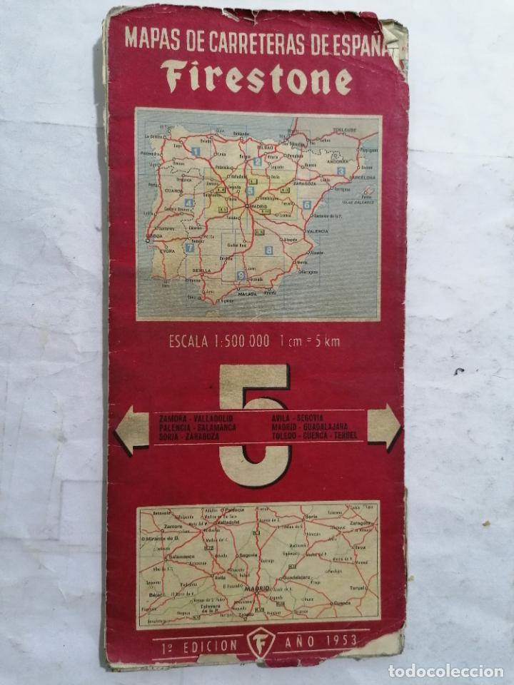 Contemporary maps: MAPA DE CARRETERAS FIRESTONE ESPA&Ntilde;A, N&ordm; 5, A&Ntilde;O 1953, 1&ordf; EDICION