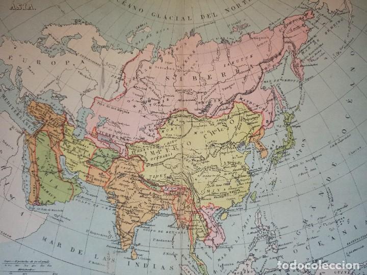 Contemporary maps: MAPA DE ASIA, ORIGINAL, PALUZ&Iacute;E, BARCELONA, 1896, LITOGRAF&Iacute;A EN COLOR Y EN ESPA&Ntilde;OL