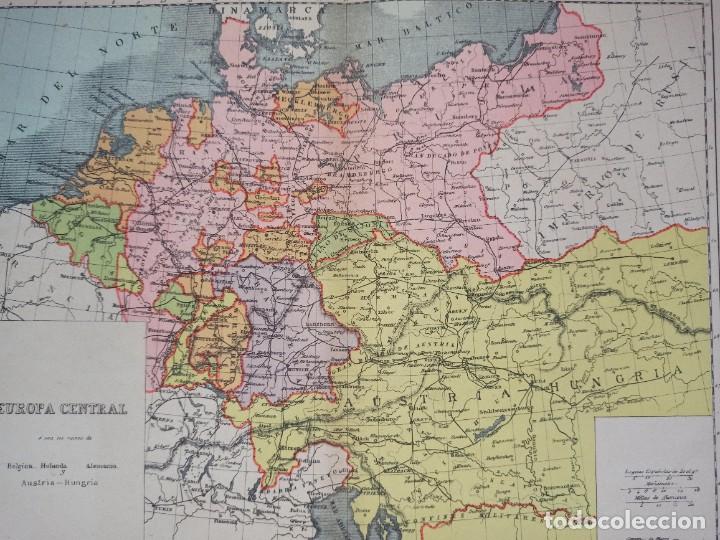 Contemporary maps: MAPA DE EUROPA CENTRAL ORIGINAL, PALUZ&Iacute;E, BARCELONA, 1896, LITOGRAF&Iacute;A EN COLOR Y EN ESPA&Ntilde;OL