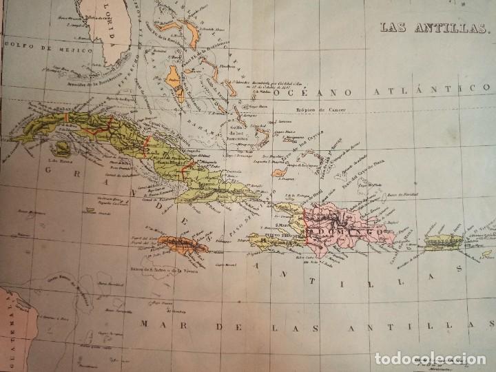 Mapas contempor&aacute;neos: MAPA ANTILLAS CUBA ESPA&Ntilde;OLA ORIGINAL, PALUZ&Iacute;E, BARCELONA, 1896, LITOGRAF&Iacute;A EN COLOR Y ESPA&Ntilde;OL