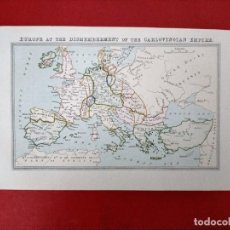 Mapas contemporáneos: GRABADO MAPA EUROPA IMPERO CAROLINGIO 1880 16 X 25 CM. Lote 291196348