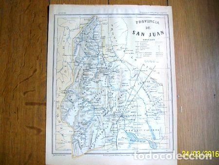 Zeitgen&ouml;ssische Karten: mapa provincia de san juan grabado original de 1889