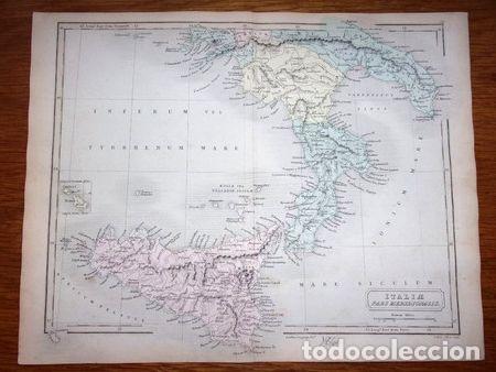 Zeitgen&ouml;ssische Karten: mapa italia parte meridional original de londres 1861