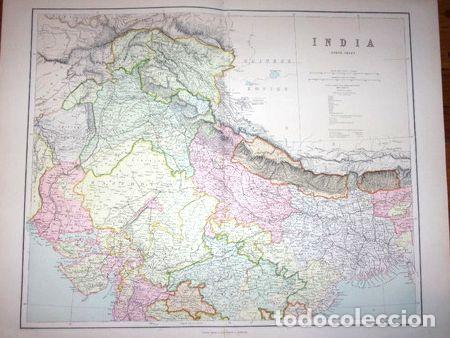 Contemporary maps: mapa original india parte norte publicado en londres 1896