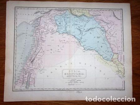 Contemporary maps: mapa siria mesopotamia assyria original de londres 1861