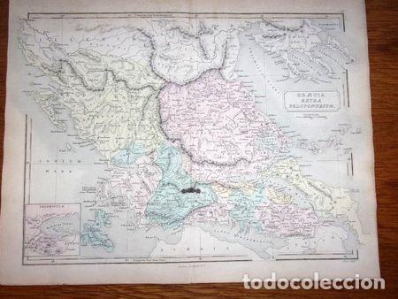 Contemporary maps: mapa grecia peloponeso original de londres 1861