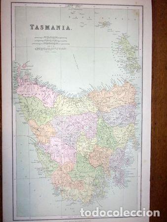 Mapas contempor&aacute;neos: mapa original tasmania publicado en londres en 1896