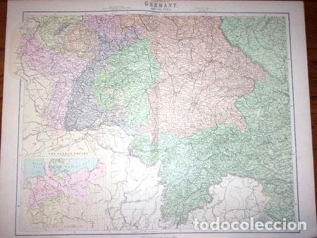 Mapas contempor&aacute;neos: mapa original de alemania parte sudoeste y tyrol de 1896