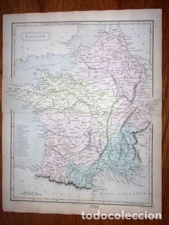 Mapas contempor&acirc;neos: mapa francia gallia original de londres 1861