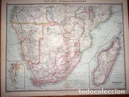Mapas contempor&acirc;neos: sudafrica mapa original publicado en londres en el ano 1903