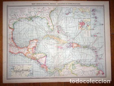 Mapas contempor&acirc;neos: america central y antillas mapa publicado en londres en 1903