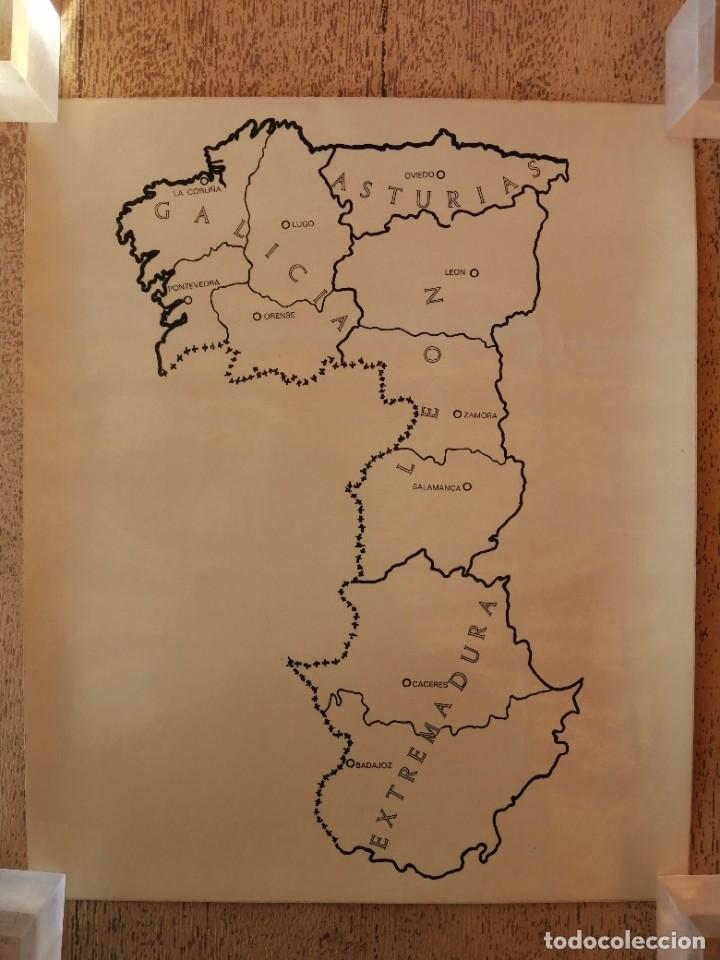 Mapas contempor&aacute;neos: Antigua l&aacute;mina Regiones de Espa&ntilde;a Plastificada