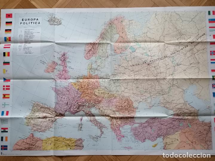 Mapas contempor&acirc;neos: MAPA EUROPA POLITICA CON BANDERAS, CARTOGRAFIA AGUILAR 1971, MEDIDAS 120 X 80 CM