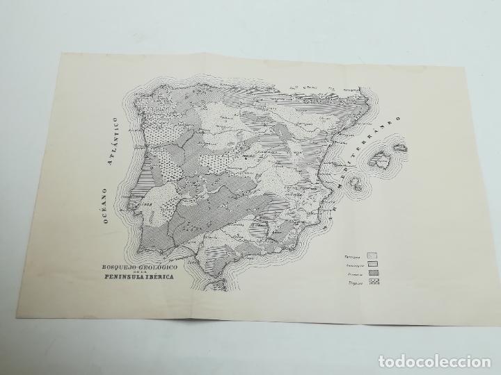 Mappe contemporanee: ANTIGUO MAPA BOSQUEJO GEOLOGICO DE LA PENINSULA IBERICA. 38 X 24 CM. VER