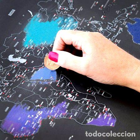 Mapas contempor&acirc;neos: mapa planisferio para raspar edicion capitales poster cuadro