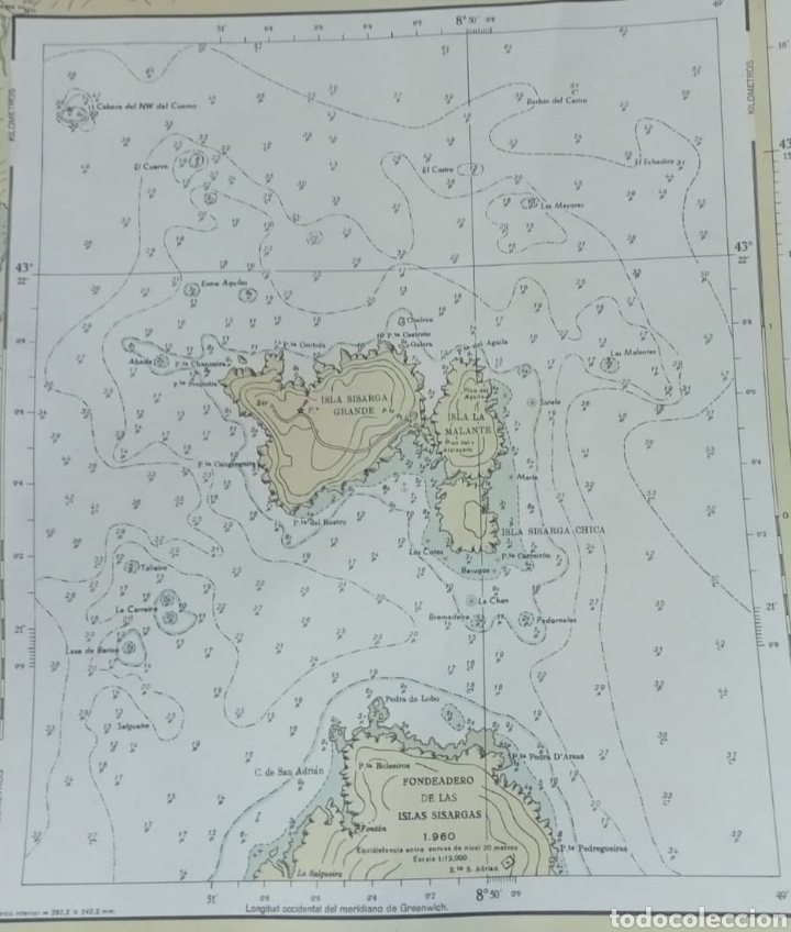 Mapas contempor&aacute;neos: Mapa mar&iacute;timo de las islas sisargas al cabo villano - Foto 1