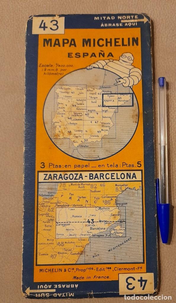 Mapas contempor&acirc;neos: Mapa Michelin de Espa&ntilde;a n&ordm; 43 Zaragoza y Barcelona