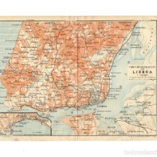 Cartes géographiques contemporaines: 1913 MAPA PLANO ALREDEDORES DE LISBOA, PORTUGAL ORIGINAL BAEDEKER EDITADO EN LEIPZIG - BUEN ESTADO. Lote 313188368