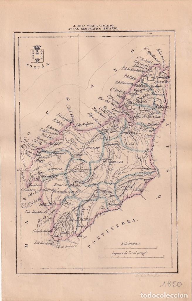 Contemporary maps: MAPA PROVINCIA CORU&Ntilde;A ATLAS GEOGRAFICO ESPA&Ntilde;OL. J. DE LA PUERTA VIZCAINO. 1860