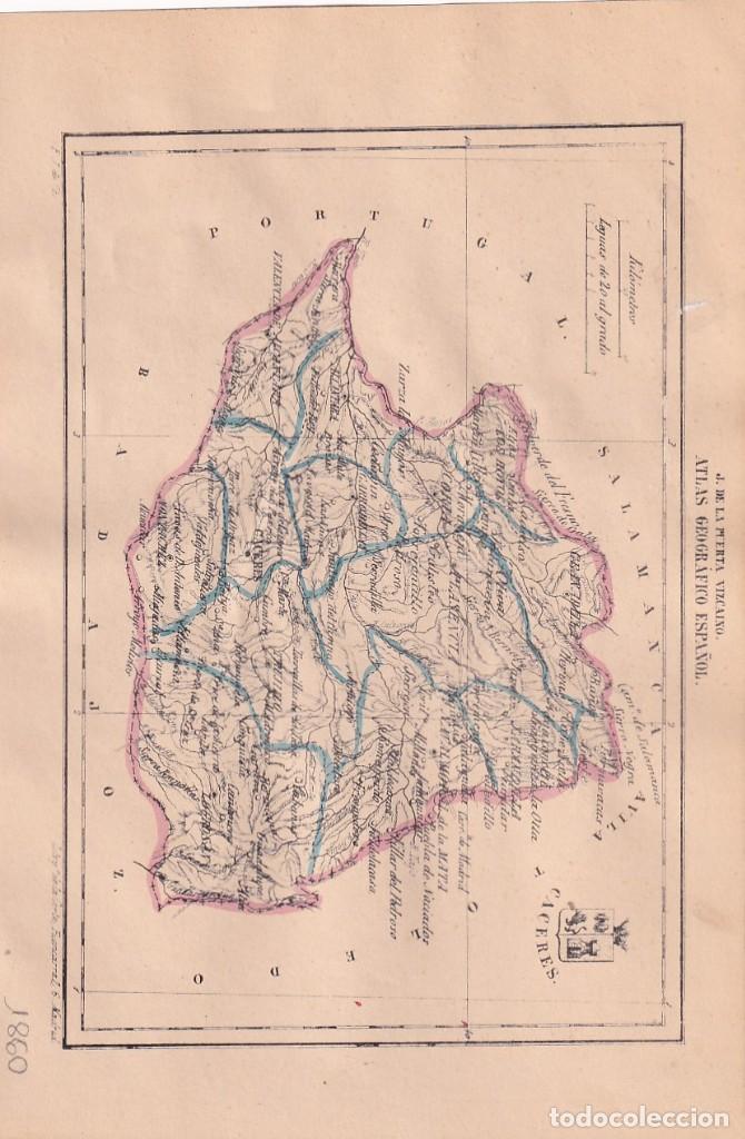 Contemporary maps: MAPA PROVINCIA C&Aacute;CERES ATLAS GEOGRAFICO ESPA&Ntilde;OL. J. DE LA PUERTA VIZCAINO. 1860