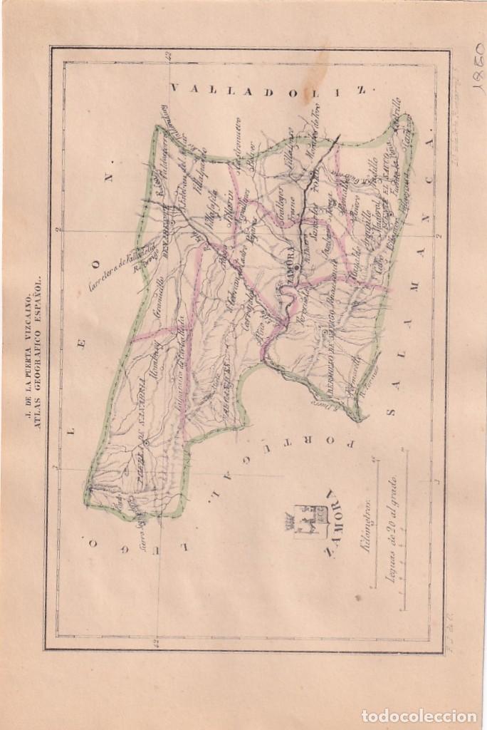 Contemporary maps: MAPA PROVINCIA ZAMORA ATLAS GEOGRAFICO ESPA&Ntilde;OL. J. DE LA PUERTA VIZCAINO. 1860