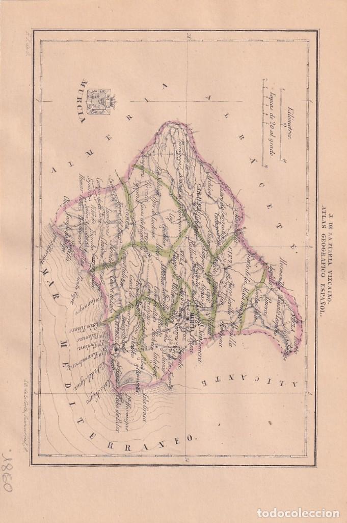 Contemporary maps: MAPA PROVINCIA MURCIA ATLAS GEOGRAFICO ESPA&Ntilde;OL. J. DE LA PUERTA VIZCAINO. 1860