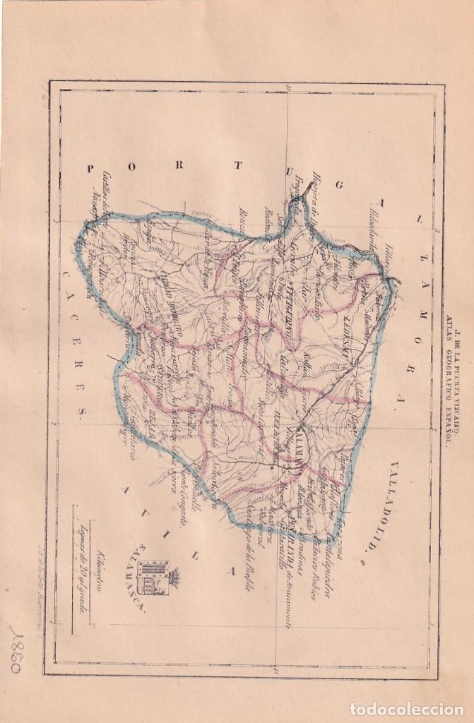Contemporary maps: MAPA PROVINCIA SALAMANCA ATLAS GEOGRAFICO ESPA&Ntilde;OL. J. DE LA PUERTA VIZCAINO. 1860