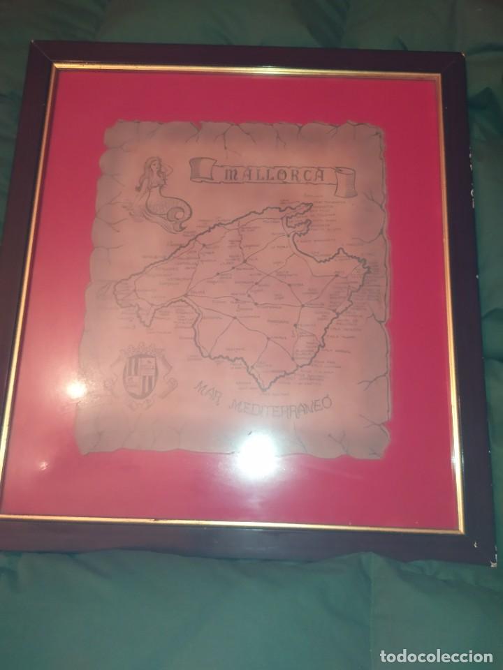 Contemporary maps: ANTIGUO? MAPA MALLORCA TIPO PAPIRO ? ENMARCADO CON CRISTAL ESCUDO HER&Aacute;LDICO PALMA MALLORCA SIN DATOS