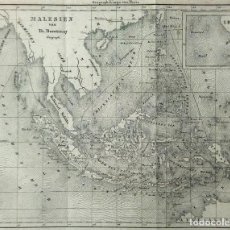 Mapas contemporâneos: 1840 ANTIGUO MAPA GRABADO ORIGINAL DE MALASIA, BORNEO, FILIPINAS, JAVA - MALESIEN POR TH. DOVOTENAY. Lote 314463333