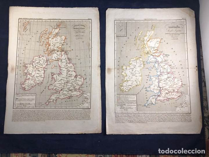 Mappe contemporanee: INGLATERRA BRETA&Ntilde;A DOS MAPAS POR A. HOUZ&Eacute; ATLAS HISTORICO GEOGR&Aacute;FICO DE INGLATERRA