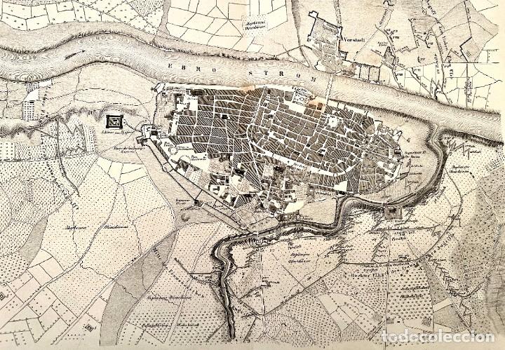 Mapas contempor&aacute;neos: Excepcional y rar&iacute;simo Plano del Sitio de Zaragoza, por Kausler, en 1847