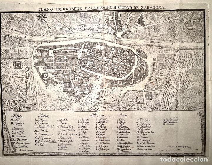 Mapas contempor&aacute;neos: Plano Topogr&aacute;fico de la SIEMPRE H. Ciudad de Zaragoza. Cincomarzada de 1838.