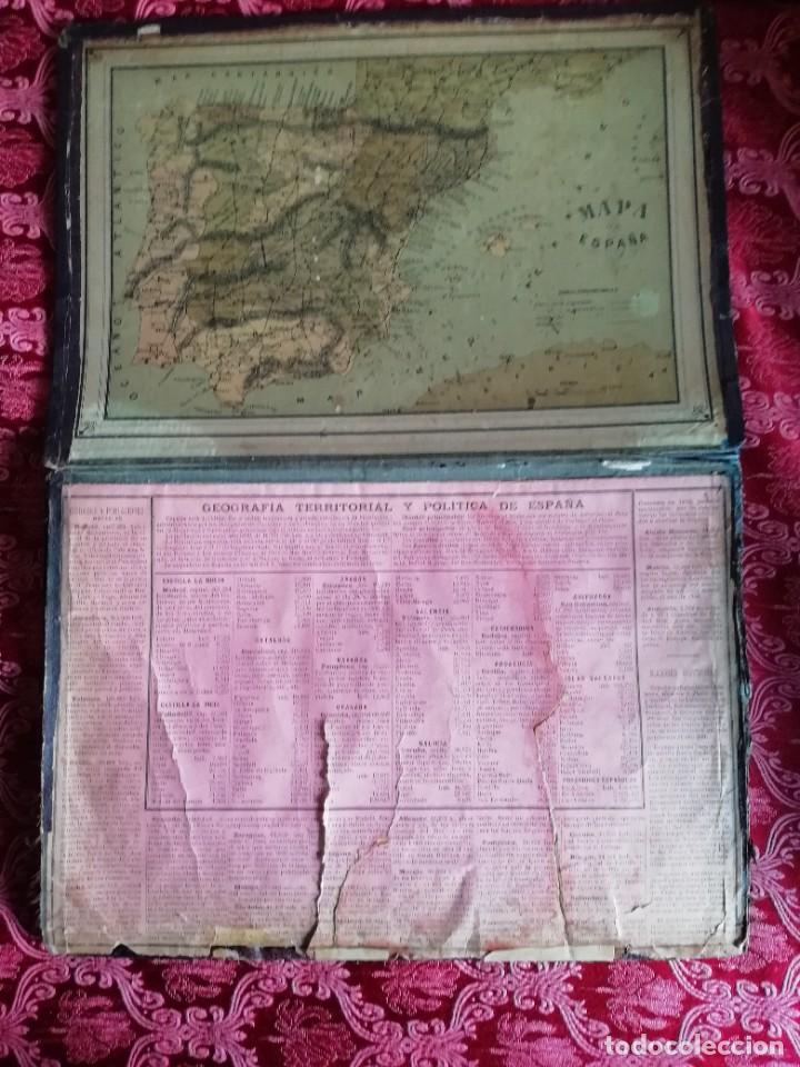 Contemporary maps: Muy antigua carpeta de sobremesa con mapa de Espa&ntilde;a y geograf&iacute;a territorial y pol&iacute;tica de espa&ntilde;a