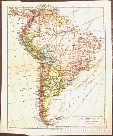 Zeitgen&ouml;ssische Karten: mapa america del sur 1931 color 28x 23 cm