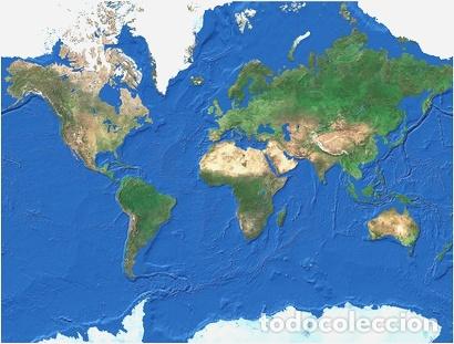 Zeitgen&ouml;ssische Karten: mapamundi planisferio satelital 80cmx61cm