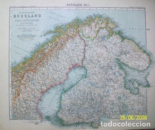 Zeitgen&ouml;ssische Karten: mapa del norte de rusia europea y peninsula escandinava